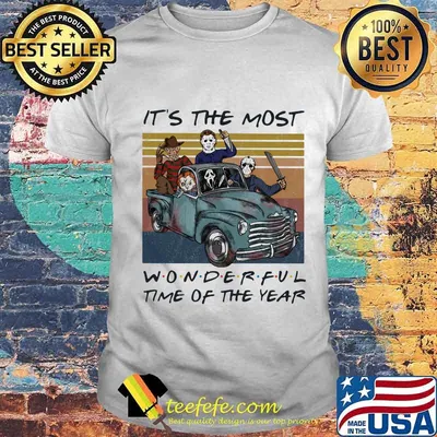 Halloween horror characters it's the most wonderful time of the year vintage retro shirt