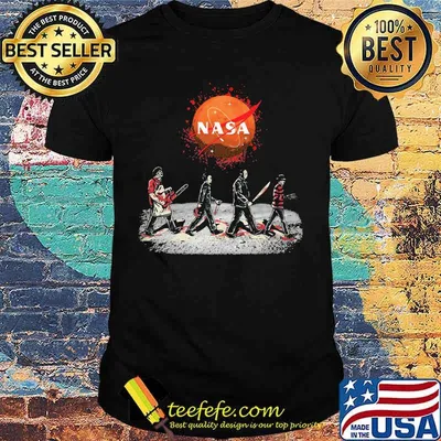 Halloween horror characters nasa logo shirt