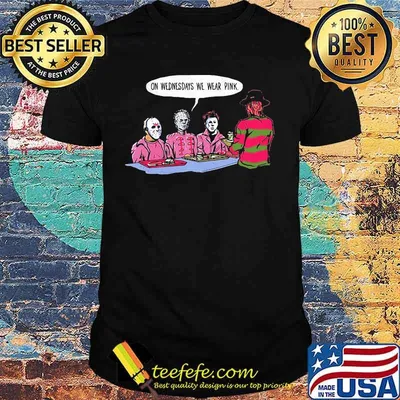 Halloween horror characters on wednesdays we wear pink shirt
