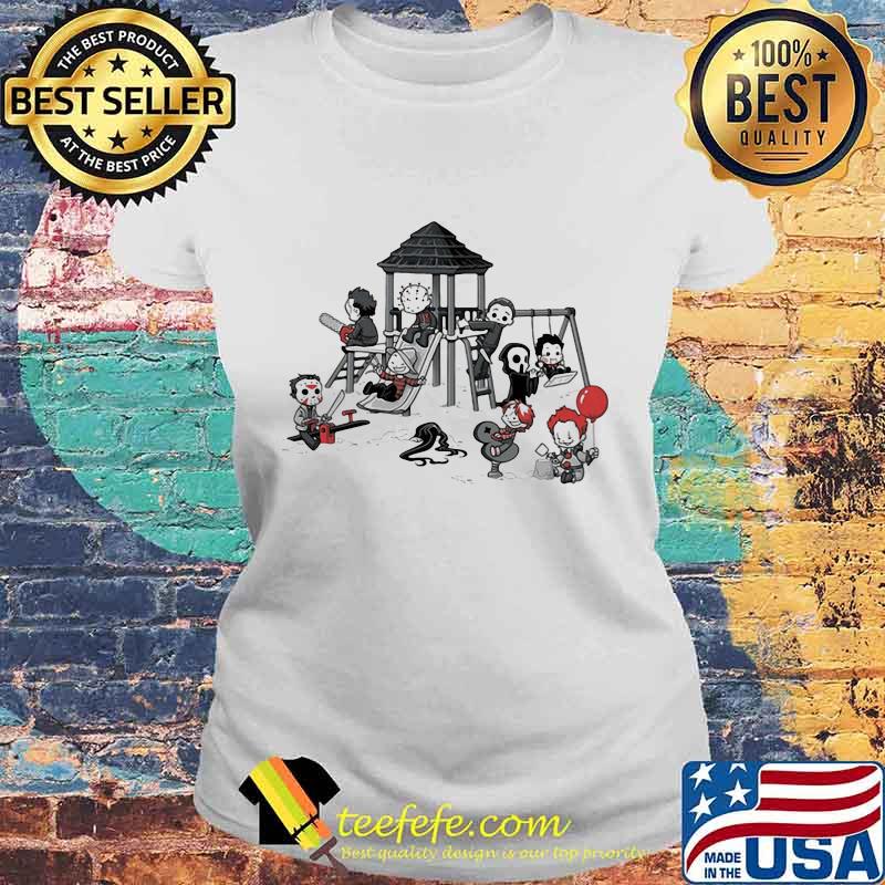Halloween horror characters playing games s Laides tee Halloween horror characters playing games s Laides tee