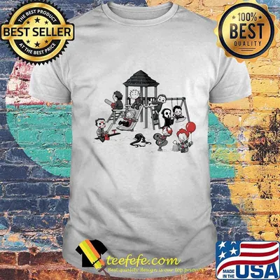 Halloween horror characters playing games together  shirt