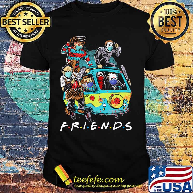 Halloween horror characters riding bus friends shirt Halloween horror characters riding bus friends shirt
