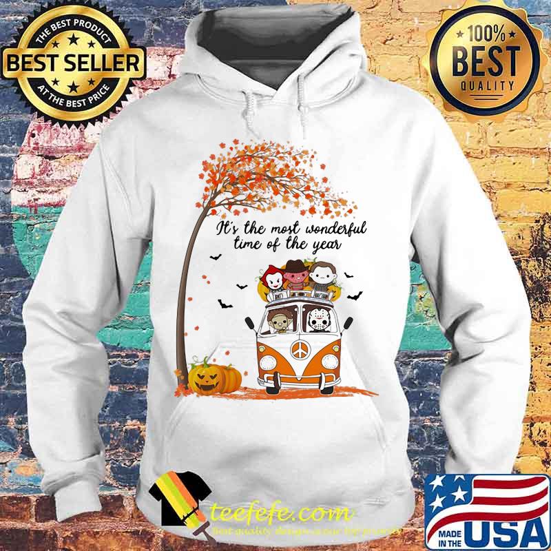 Halloween horror characters riding peace bus it's the most wonderful time of the year maple leaves tree s Hoodie Halloween horror characters riding peace bus it's the most wonderful time of the year maple leaves tree s Hoodie
