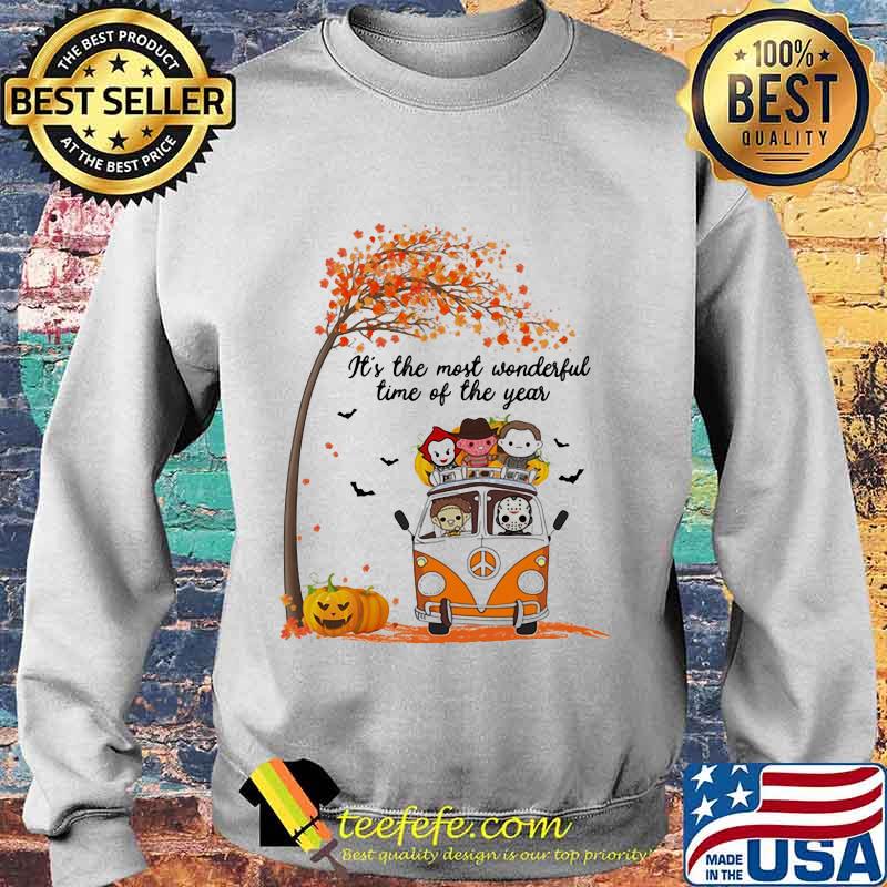 Halloween horror characters riding peace bus it's the most wonderful time of the year maple leaves tree s Sweater Halloween horror characters riding peace bus it's the most wonderful time of the year maple leaves tree s Sweater