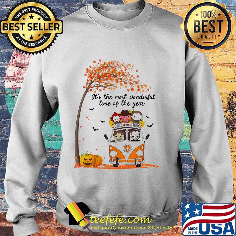 Halloween horror characters riding peace bus it's the most wonderful time of the year maple leaves tree s Sweater Halloween horror characters riding peace bus it's the most wonderful time of the year maple leaves tree s Sweater