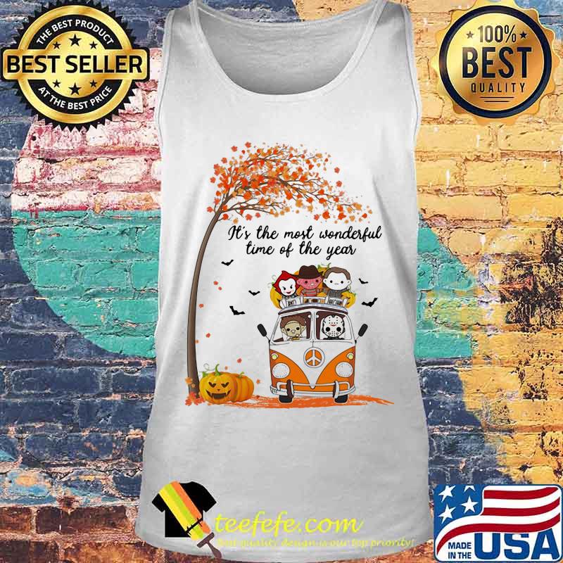 Halloween horror characters riding peace bus it's the most wonderful time of the year maple leaves tree s Tank top Halloween horror characters riding peace bus it's the most wonderful time of the year maple leaves tree s Tank top