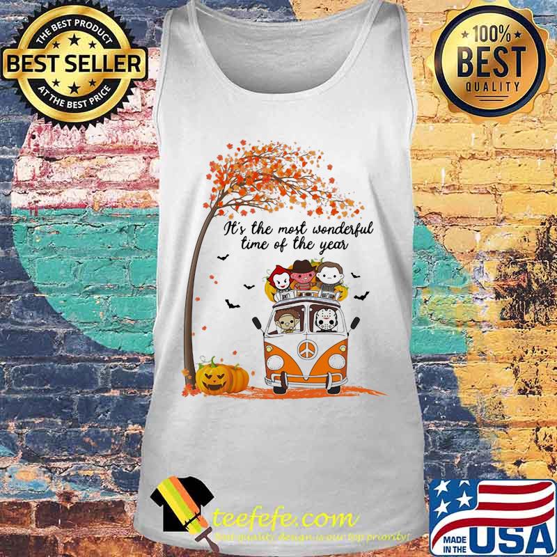Halloween horror characters riding peace bus it's the most wonderful time of the year maple leaves tree s Tank top Halloween horror characters riding peace bus it's the most wonderful time of the year maple leaves tree s Tank top