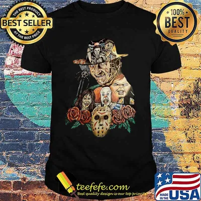 Halloween horror characters roses shirt