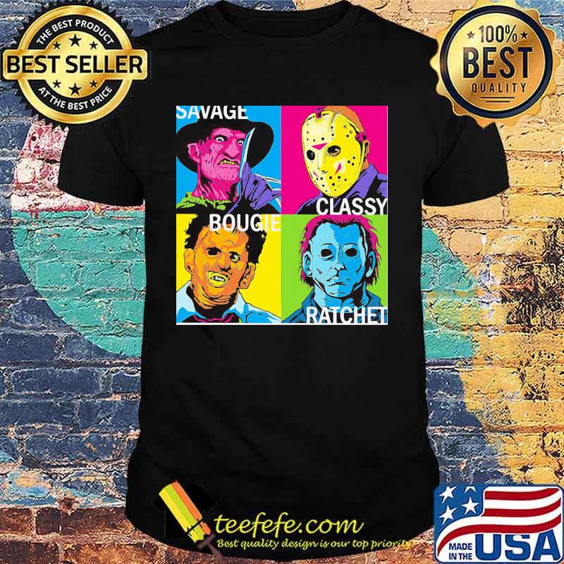 Halloween horror characters savage classy bougie ratchet art shirt