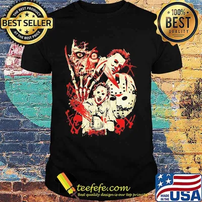 Halloween horror characters skulls shirt