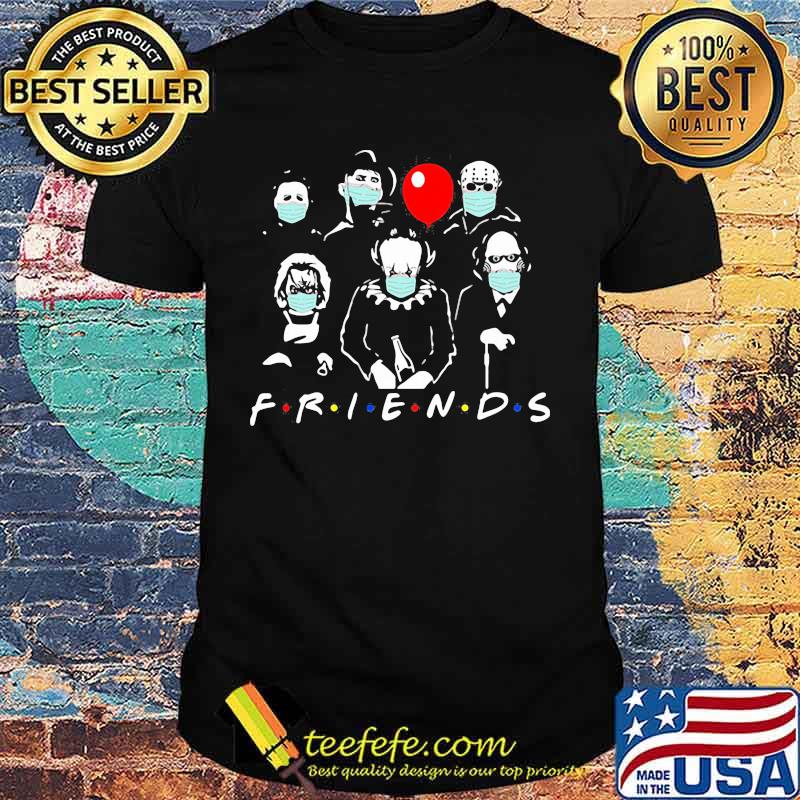 Halloween horror characters wear mask friends shirt