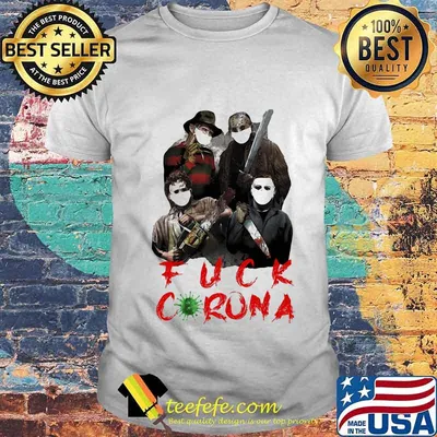 Halloween horror characters wear mask fuck coronavirus shirt