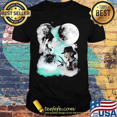 Halloween jason voorhees and freddy krueger moon shirt