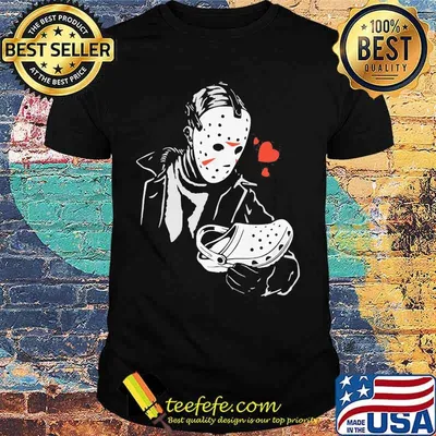 Halloween jason voorhees love crocs hearts shirt