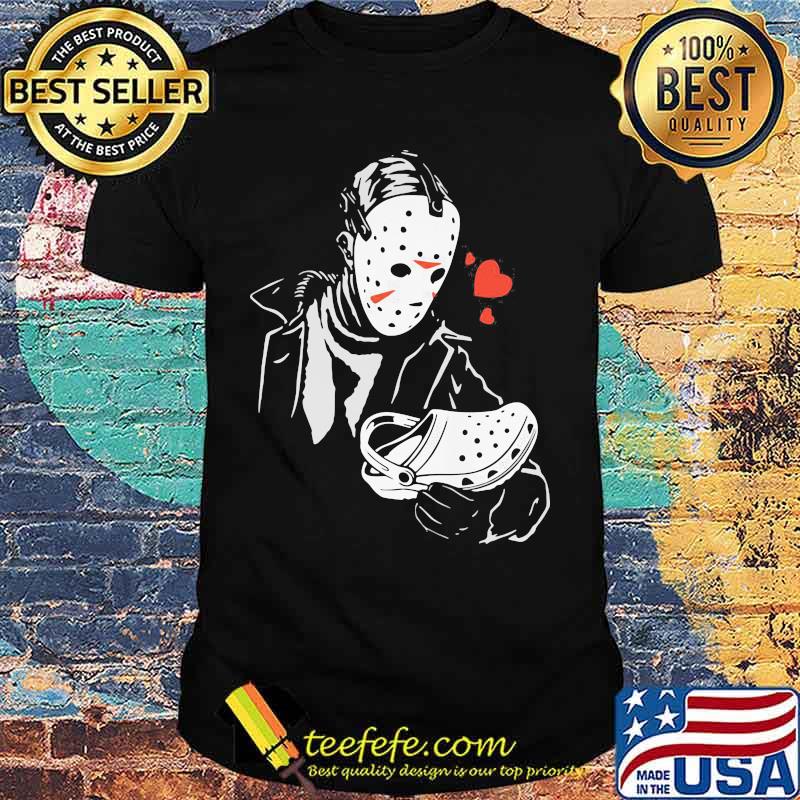 Halloween jason voorhees love crocs hearts shirt