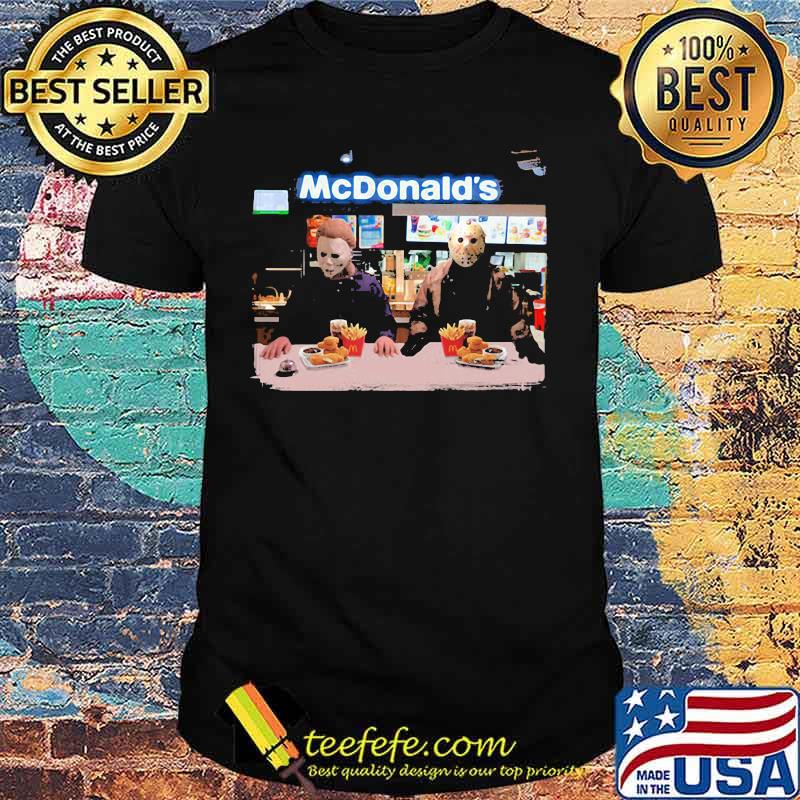 Halloween jason voorhees michael myers mcdonald's logo shirt