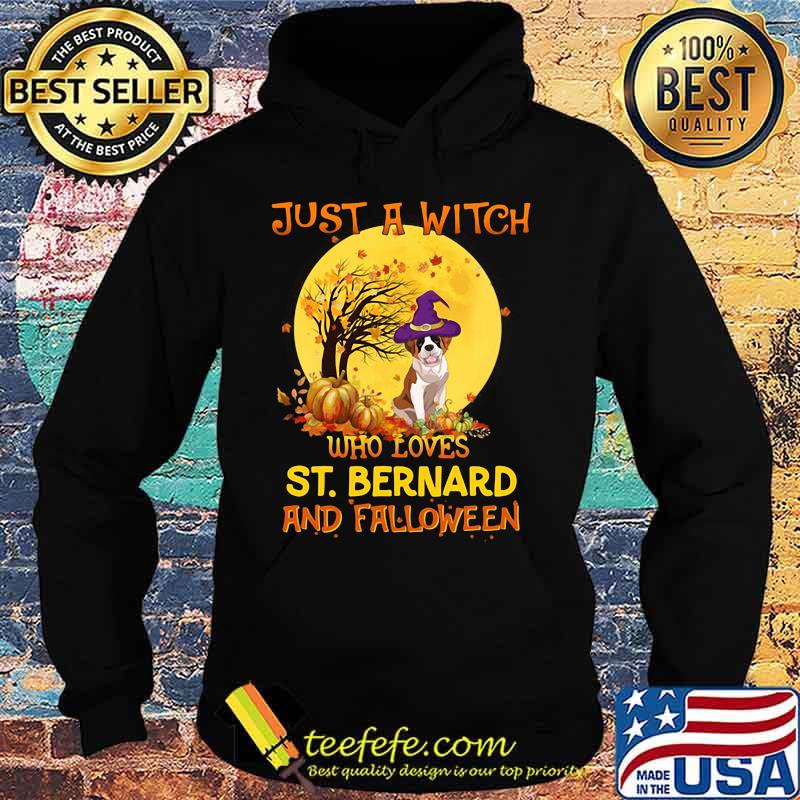 Halloween just a witch who loves st. bernard and falloween moon and pumpkins s Hoodie Halloween just a witch who loves st. bernard and falloween moon and pumpkins s Hoodie