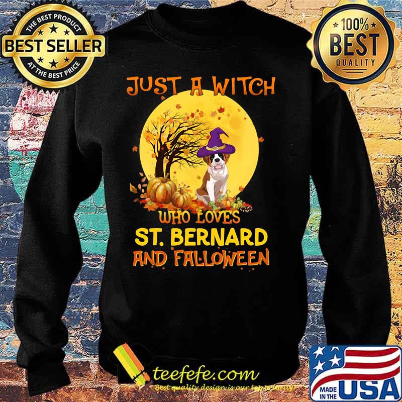 Halloween just a witch who loves st. bernard and falloween moon and pumpkins s Sweater Halloween just a witch who loves st. bernard and falloween moon and pumpkins s Sweater