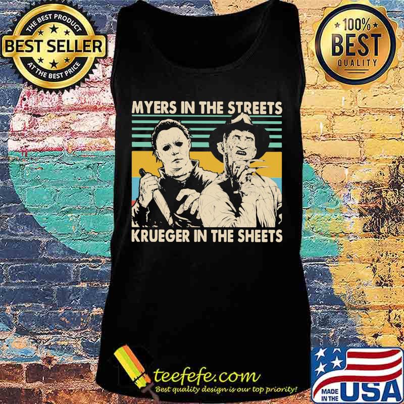 Halloween michael myers in the streets freddy krueger in the sheets vintage retro s Tank top Halloween michael myers in the streets freddy krueger in the sheets vintage retro s Tank top