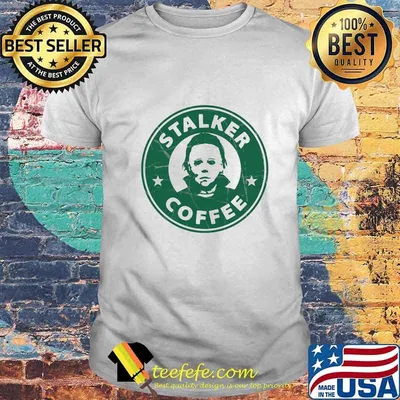 Halloween michael myers starbucks stalker coffee logo shirt
