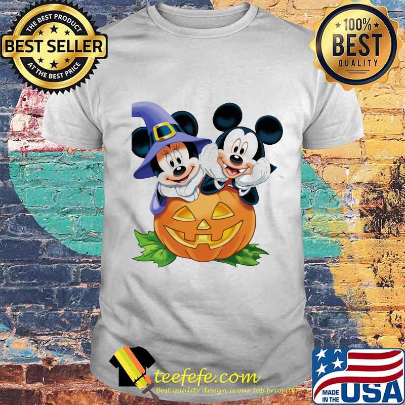 Halloween mickey mouse and minnie mouse witch pumpkin shirt