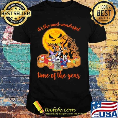 Halloween mickey mouse cartoon characters it's the most wonderful time of the year moon shirt