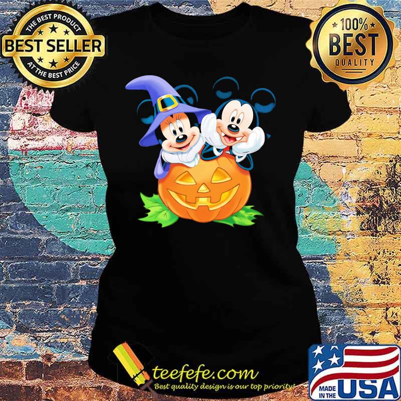 Halloween minnie mouse witch and mickey mouse pumpkin s Ladies tee Halloween minnie mouse witch and mickey mouse pumpkin s Ladies tee