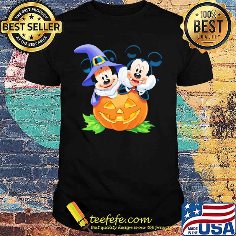Halloween minnie mouse witch and mickey mouse pumpkin shirt