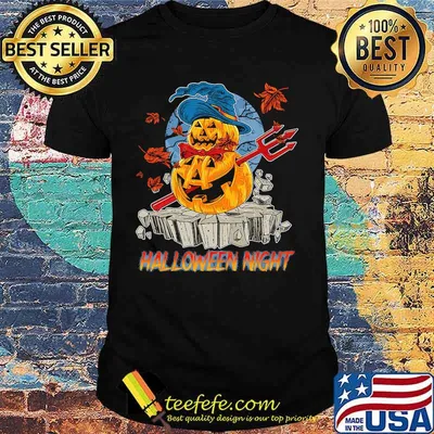 Halloween night viking pumpkins maple leaves shirt
