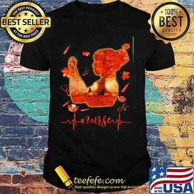 Halloween nurse leaves tree heartbeat shirt