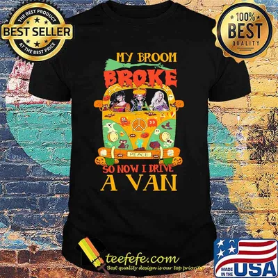 Halloween peace bus hocus pocus my broom broke so now i drive a van shirt