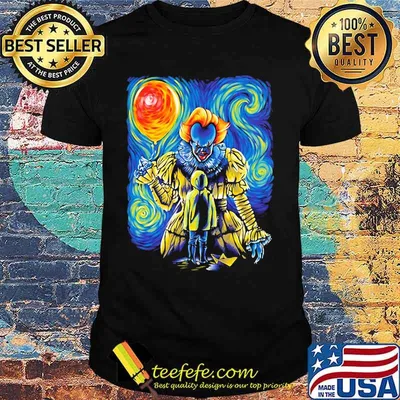 Halloween pennywise holding balloon starry night shirt