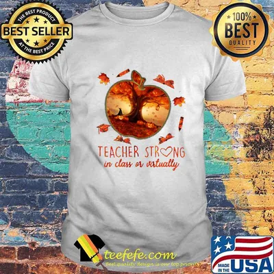 Halloween teacher strong in class or virtually apple shirt
