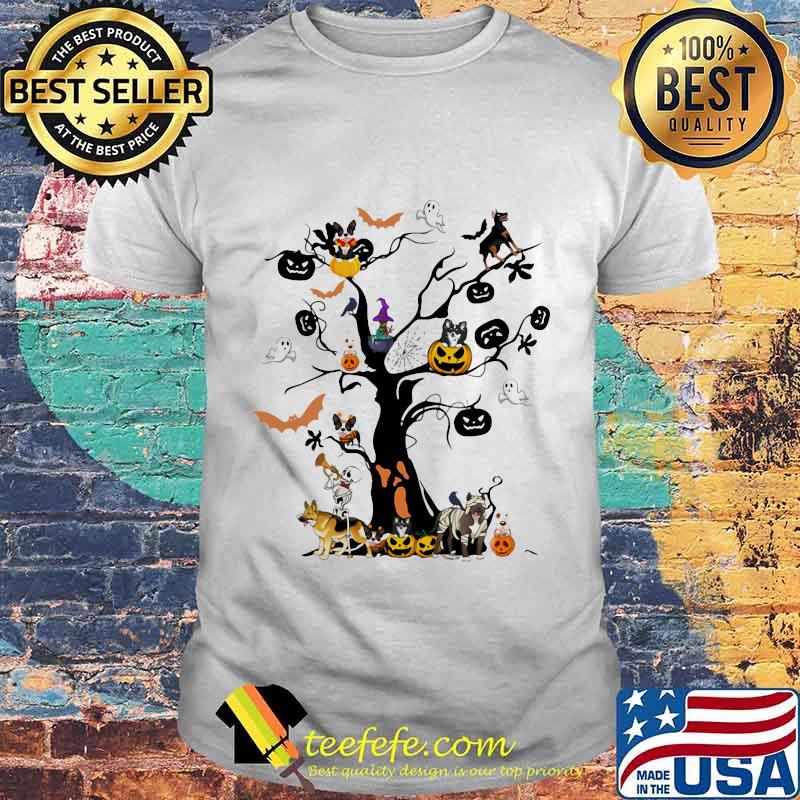 Halloween tree dogs pumpkins ghost bats shirt Halloween tree dogs pumpkins ghost bats shirt