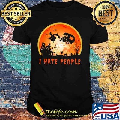 Halloween witch i hate people moon shirt