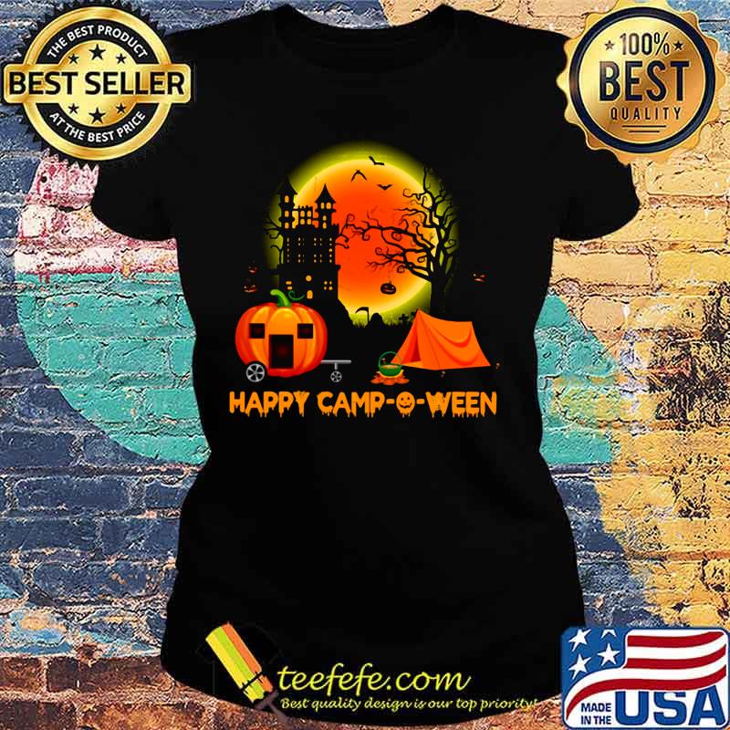 Happy camp-o-ween halloween pumpkin moon s Ladies tee Happy camp-o-ween halloween pumpkin moon s Ladies tee