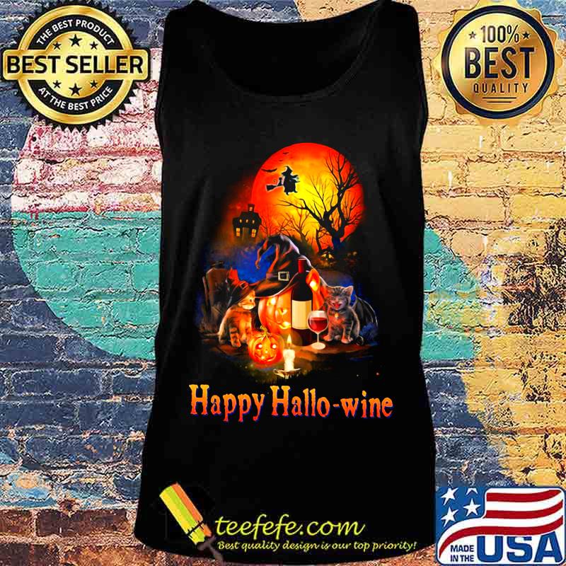 HAPPY HALLO-WINE CAT PUMPKIN SUNSET HALLOWEEN SHIRT Tank top HAPPY HALLO-WINE CAT PUMPKIN SUNSET HALLOWEEN SHIRT Tank top