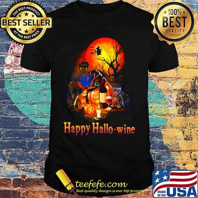 HAPPY HALLO-WINE CAT PUMPKIN SUNSET HALLOWEEN SHIRT