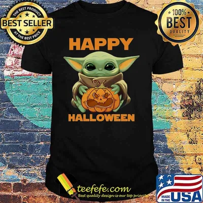Happy halloween baby yoda hug pumpkin shirt