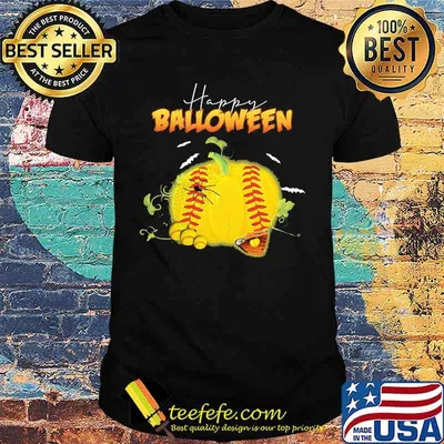 Happy halloween balloween softball pumpkin shirt
