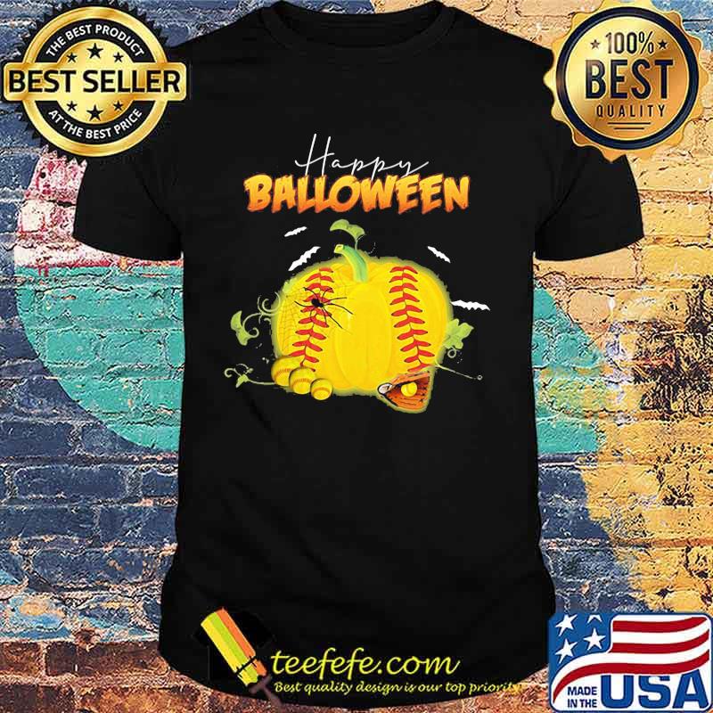Happy halloween balloween softball pumpkin shirt