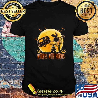 Happy halloween camping witches with hitches moon shirt