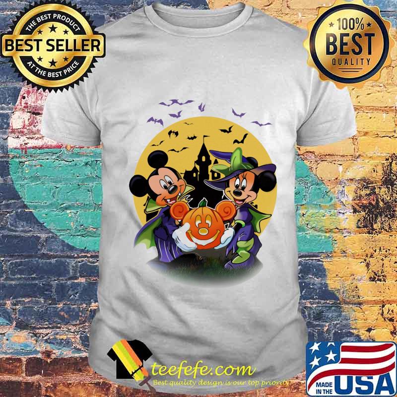 Happy halloween mickey mouse and minnie mouse witch pumpkin shirt