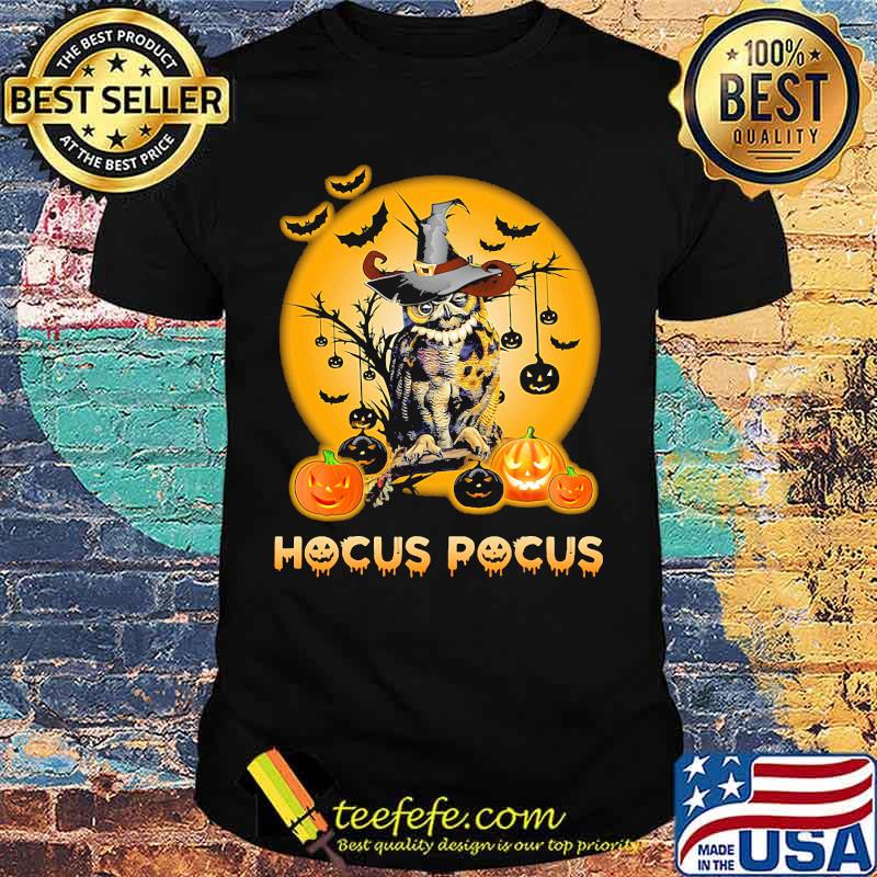 Happy halloween owl witch hocus pocus pumpkin shirt