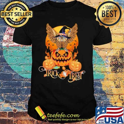 Happy halloween owl witch trick or treat pumpkin shirt
