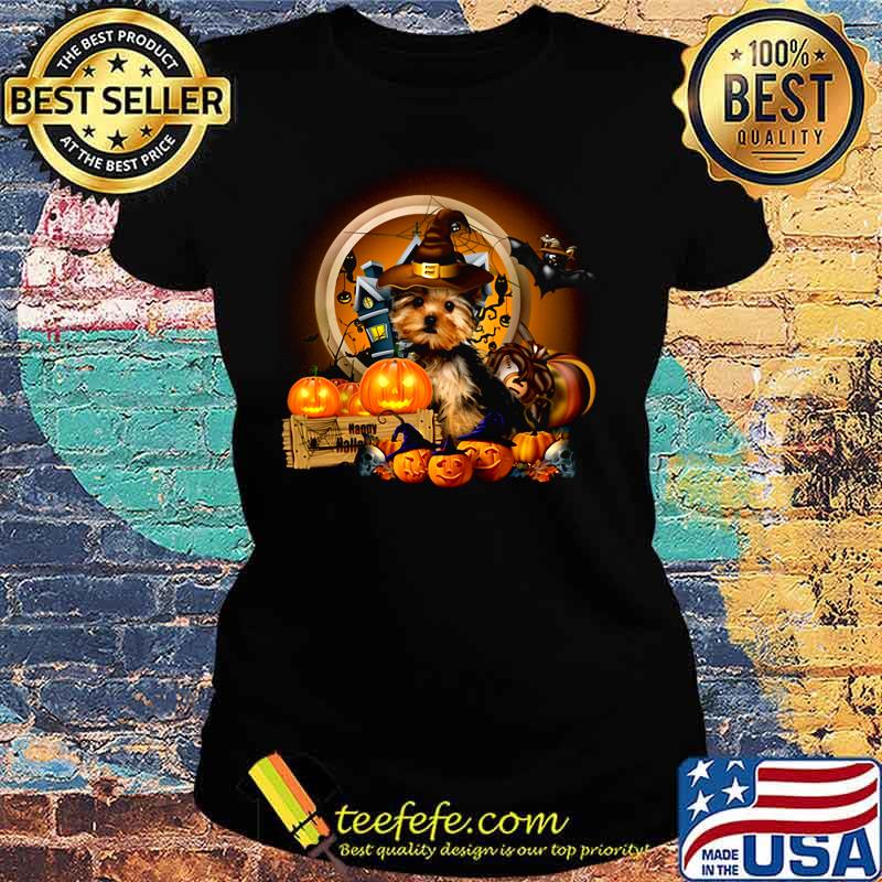 Happy halloween yorkie witch pumpkins moon s Ladies tee Happy halloween yorkie witch pumpkins moon s Ladies tee