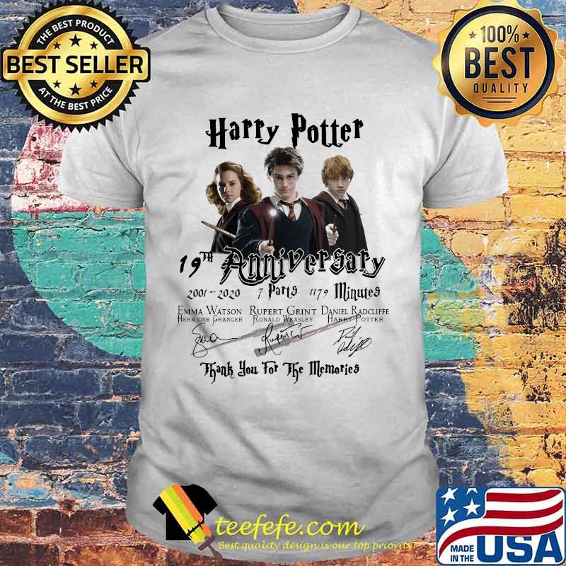 Harry potter 19th anniversary 2011 2020 7 parts 1179 minutes thank you for the memories signatures shirt