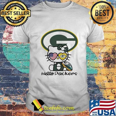 Hello kitty green bay packers football logo shirt