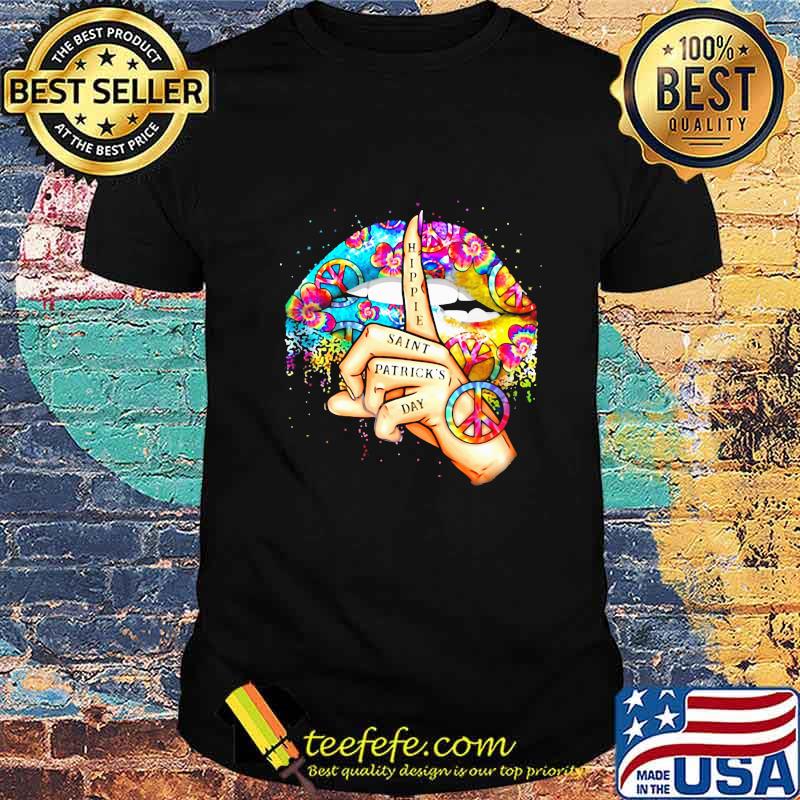 Hippie peace lips hippie saint patrick's day shirt