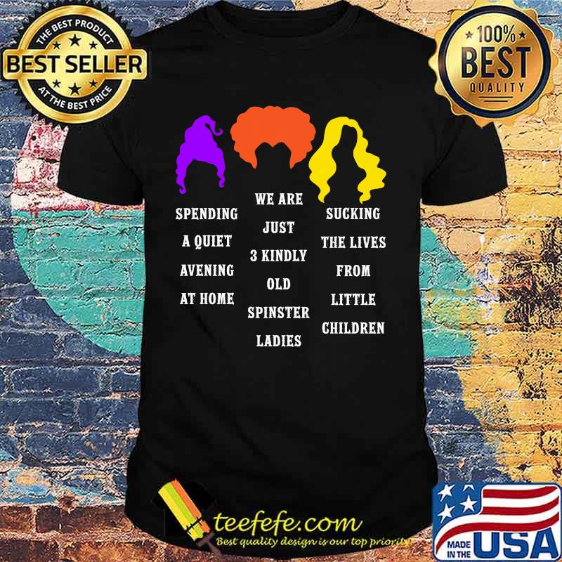 Hocus pocus spending a quiet evening at home we are just 3 kindly old spinster ladies shirt Hocus pocus spending a quiet evening at home we are just 3 kindly old spinster ladies shirt
